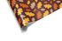 Dense fall wrapping paper with a scattered pattern of stylized leaves in burnt orange, brown, and yellow, ideal for autumn and Thanksgiving gifts.