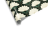 Dark green and black wrapping paper with a dense, repeating pattern of stylized cream/white Lotus Flowers and green leaves, ideal for luxury gift wrap and lotus flower wrapping paper
