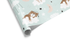 Light blue wrapping paper with a scattered pattern of cartoon teddy bears sleeping on clouds, crescent moons, and stars, ideal for baby shower wrapping paper.