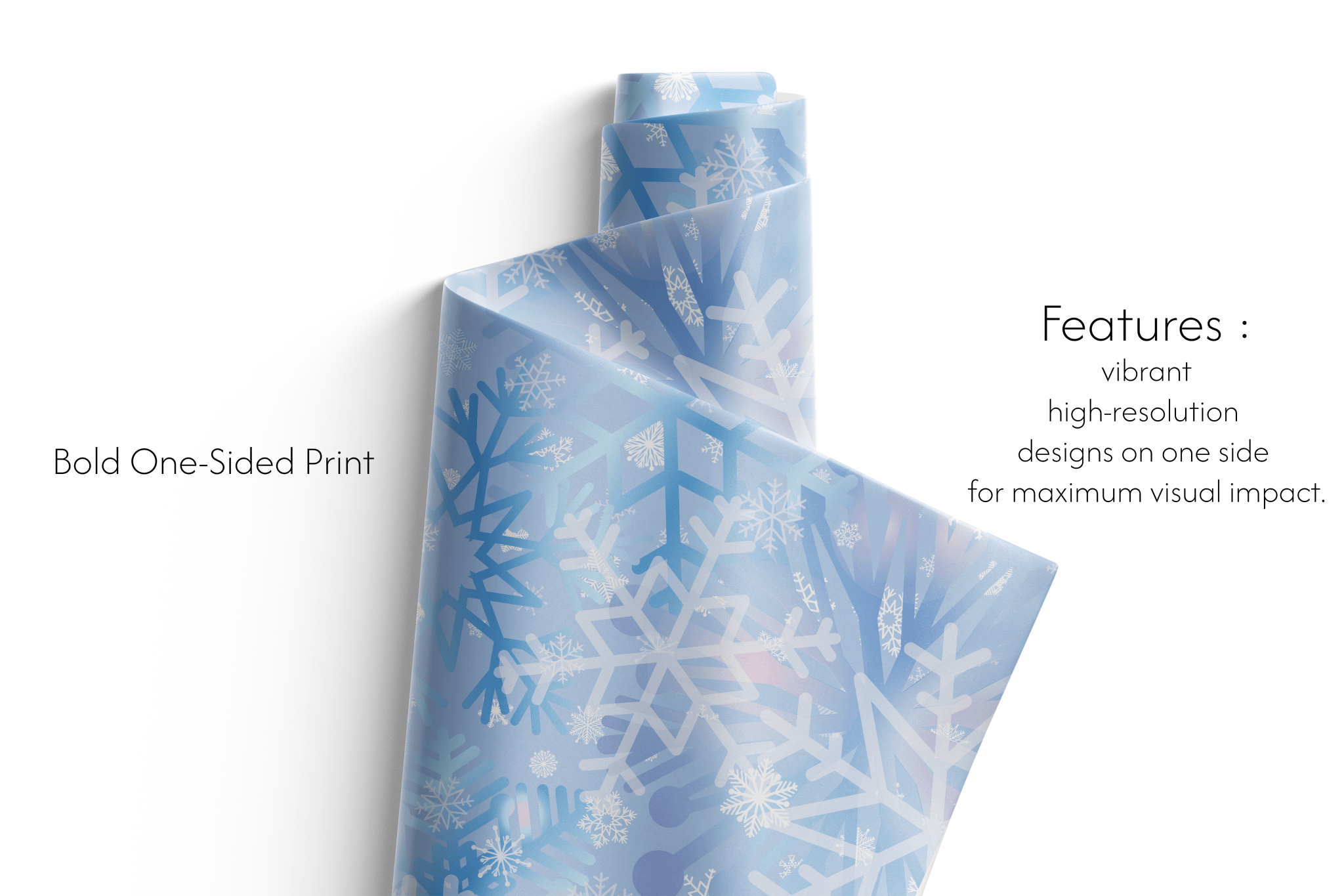 Roll of paper with snowflake pattern on a white background