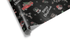  Solid black Christmas wrapping paper with a chalk-style pattern of a vintage red truck carrying a Christmas tree, snow globes, and poinsettias.