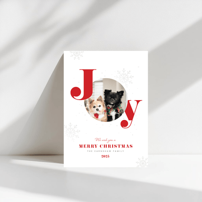&quot;Joy&quot; Christmas Photo Postcard - Haus of Wrap