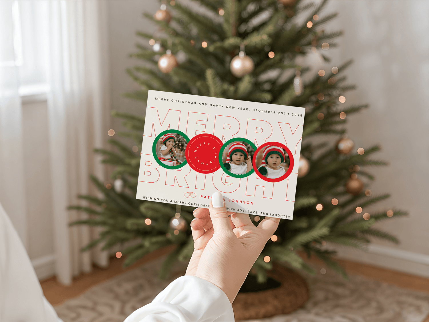 &quot;Merry &amp; Bright&quot; Photo Postcard - Haus of Wrap