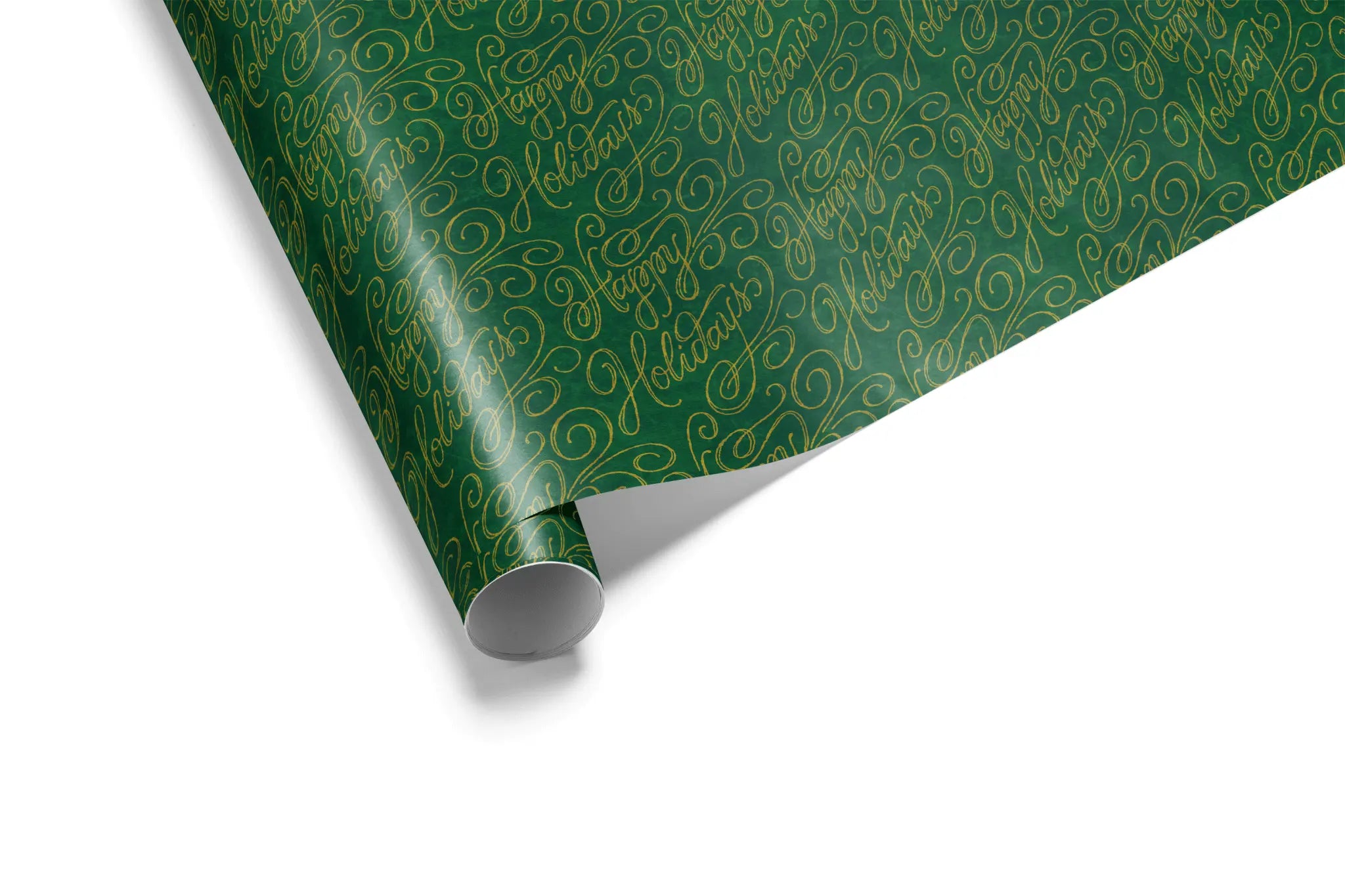 Green Gold Script Christmas Wrap - Seasons in Script - Haus of Wrap
