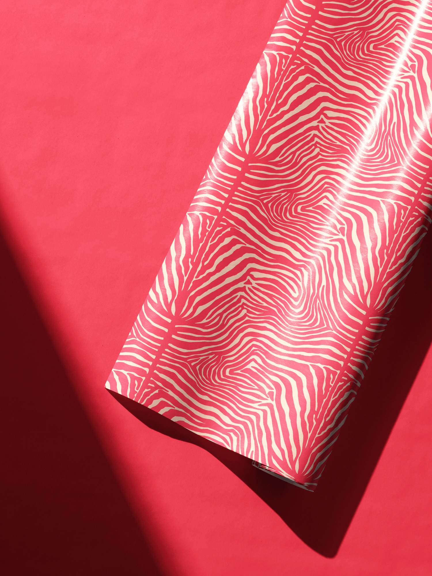 Pink and cream zebra print wrapping paper, ideal for a 21st birthday wrapping paper for her.