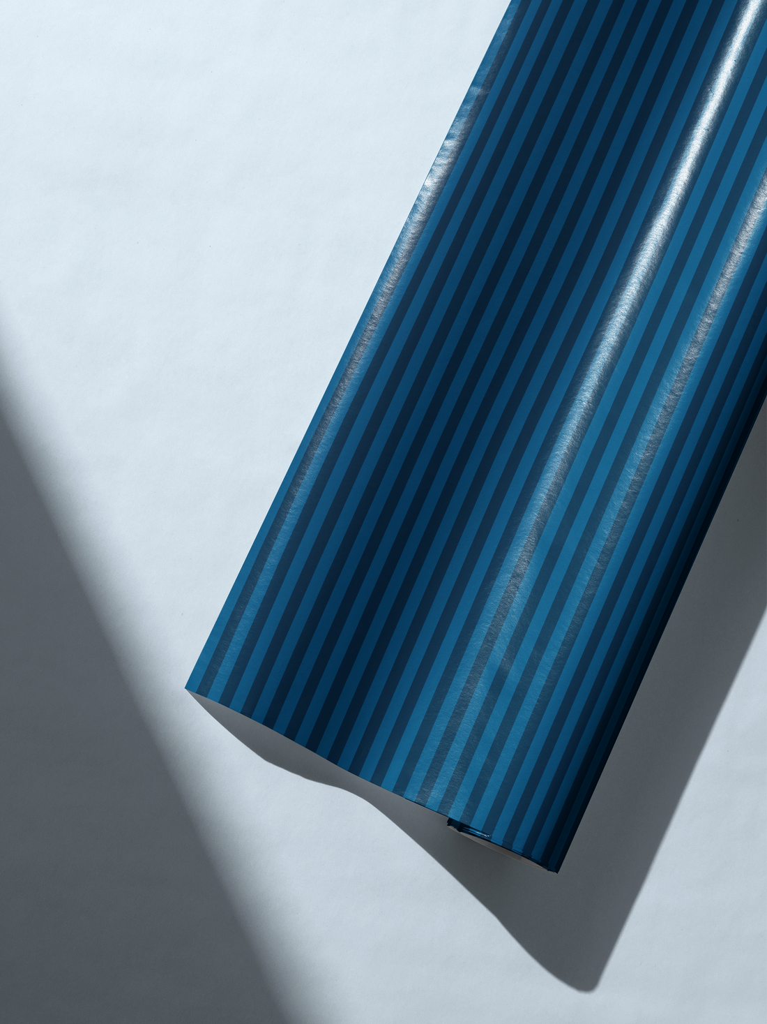 Alt Tag: Teal Stripe Wrapping Paper roll in deep saturated teal with vertical stripes, refined modern gift wrap for elegant presents