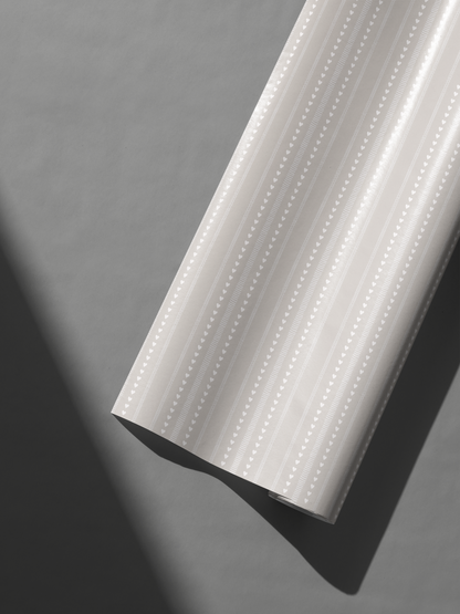 Wedding Wrapping Paper Silver Vow in pale gray with vertical heart stripes, modern minimalist romantic gift wrap