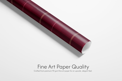 Burgundy Plaid Wrapping Paper roll with fine gold line accents, fine art paper quality for elegant gift wrapping