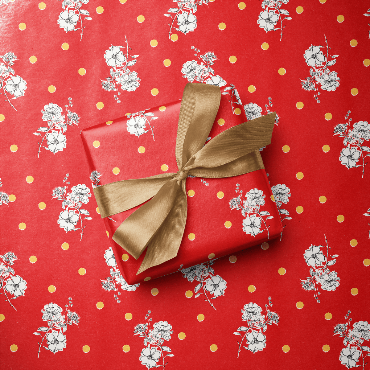 Red Wrapping Paper - Dot &amp; Posy - Haus of Wrap