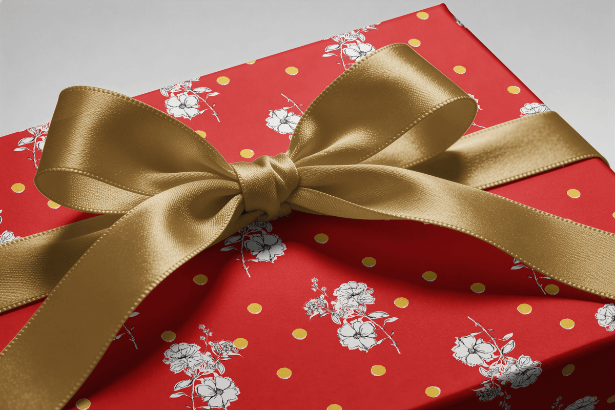 Red Wrapping Paper - Dot &amp; Posy - Haus of Wrap