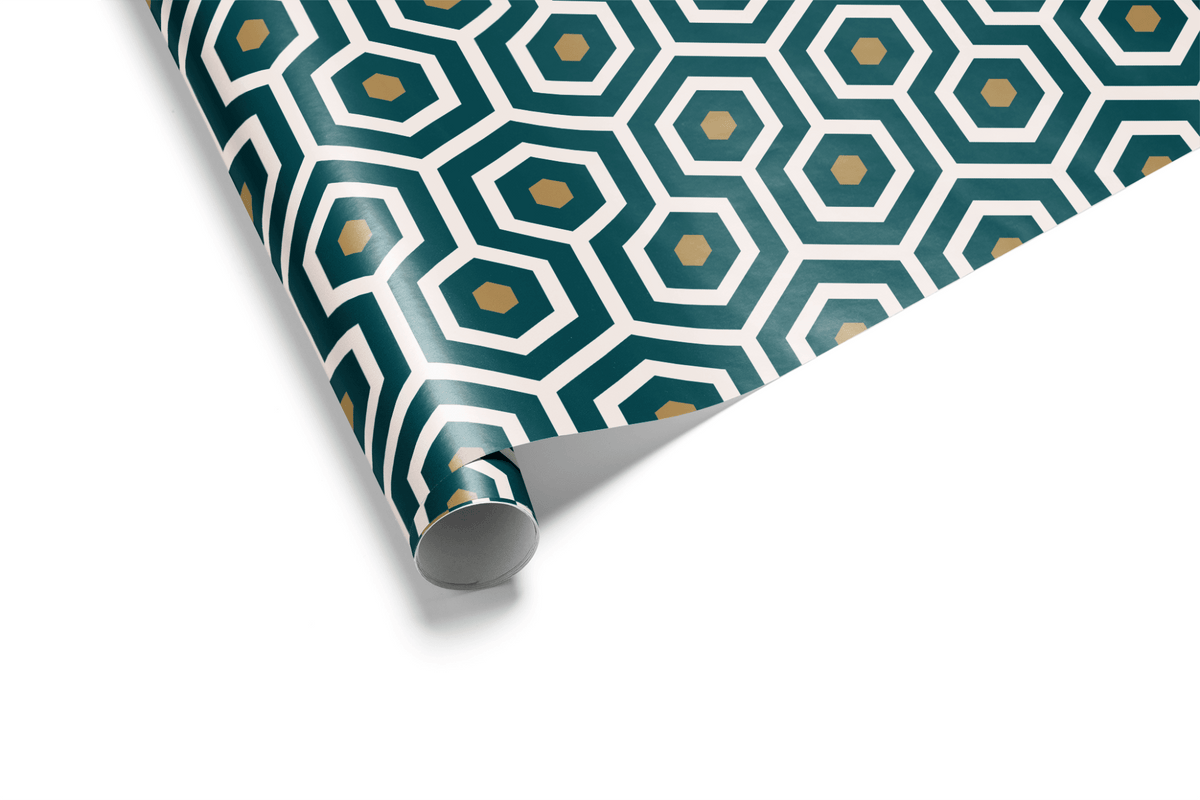 Geometric Wrapping Paper - Op Teal - Haus of Wrap