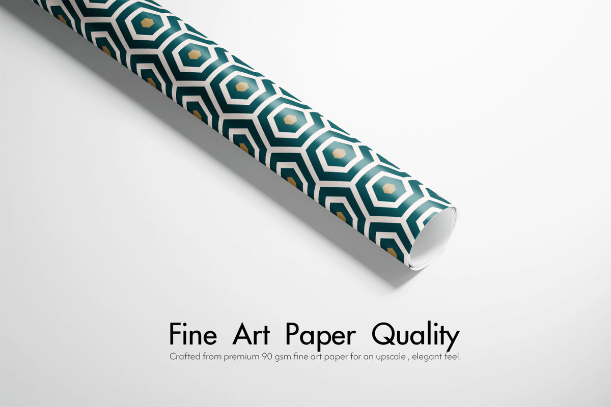 Geometric Wrapping Paper - Op Teal - Haus of Wrap