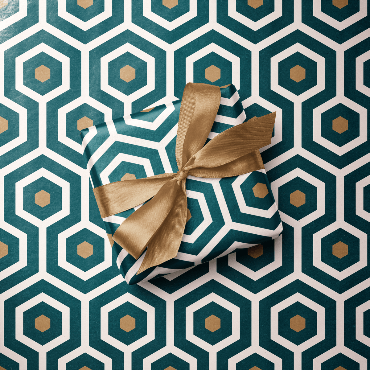 Geometric Wrapping Paper - Op Teal - Haus of Wrap