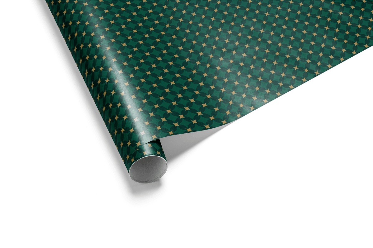 Green and Gold Christmas Wrapping Paper - Emerald Court - Haus of Wrap