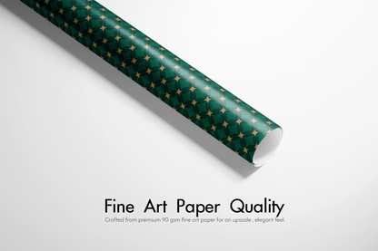 Green and Gold Christmas Wrapping Paper - Emerald Court - Haus of Wrap