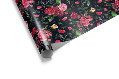 Floral Gift Wrapping Paper - Rosso Notte - Haus of Wrap