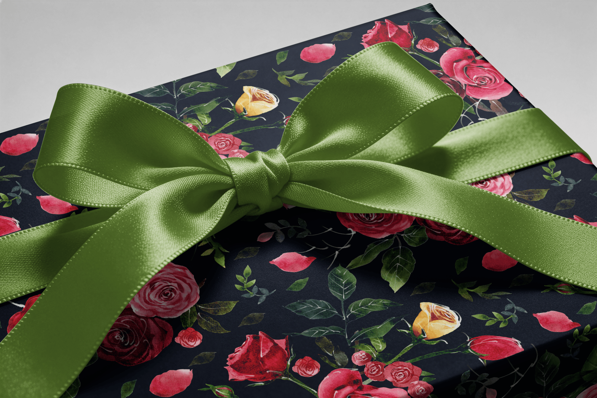 Floral Gift Wrapping Paper - Rosso Notte - Haus of Wrap
