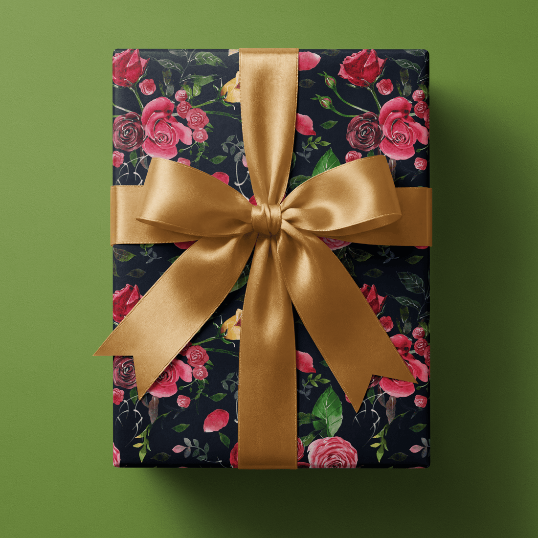 Floral Gift Wrapping Paper - Rosso Notte - Haus of Wrap