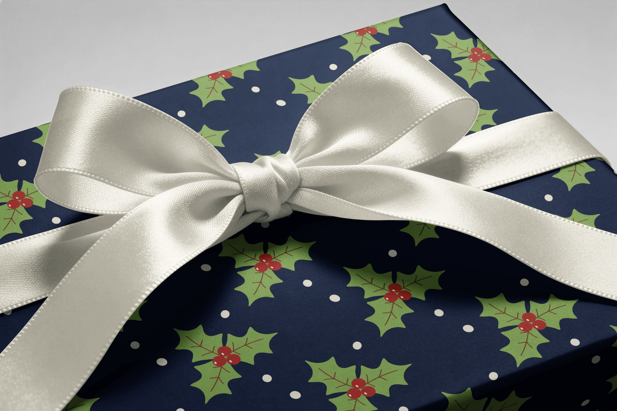 Navy Christmas Wrapping Paper - Winterton - Haus of Wrap