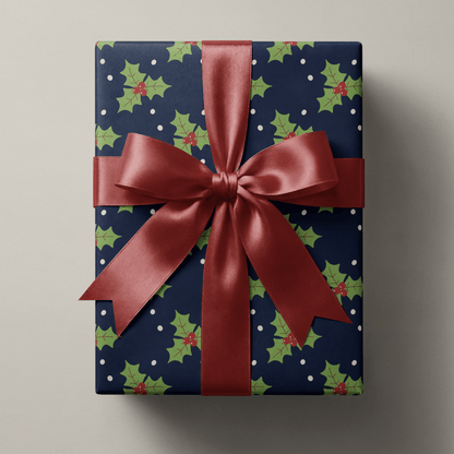 Navy Christmas Wrapping Paper - Winterton - Haus of Wrap