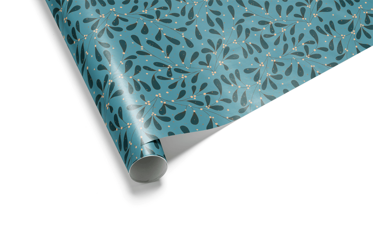 Teal Christmas Wrapping Paper - Under the Bough - Haus of Wrap