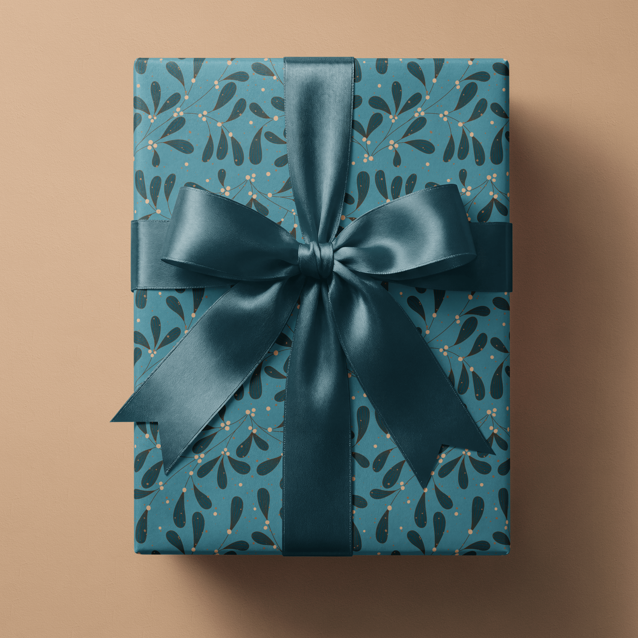 Teal Christmas Wrapping Paper - Under the Bough - Haus of Wrap