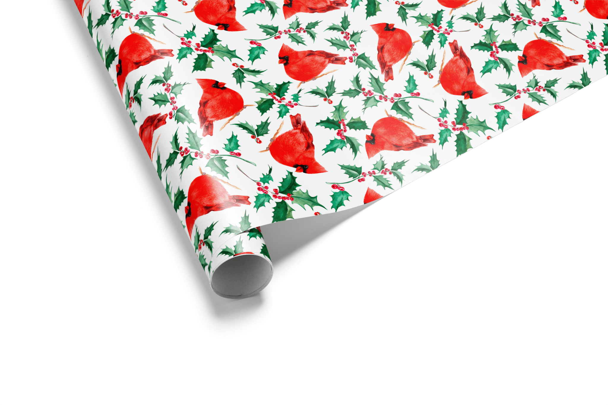 Cardinal Christmas Wrapping Paper - Holly &amp; Herald - Haus of Wrap