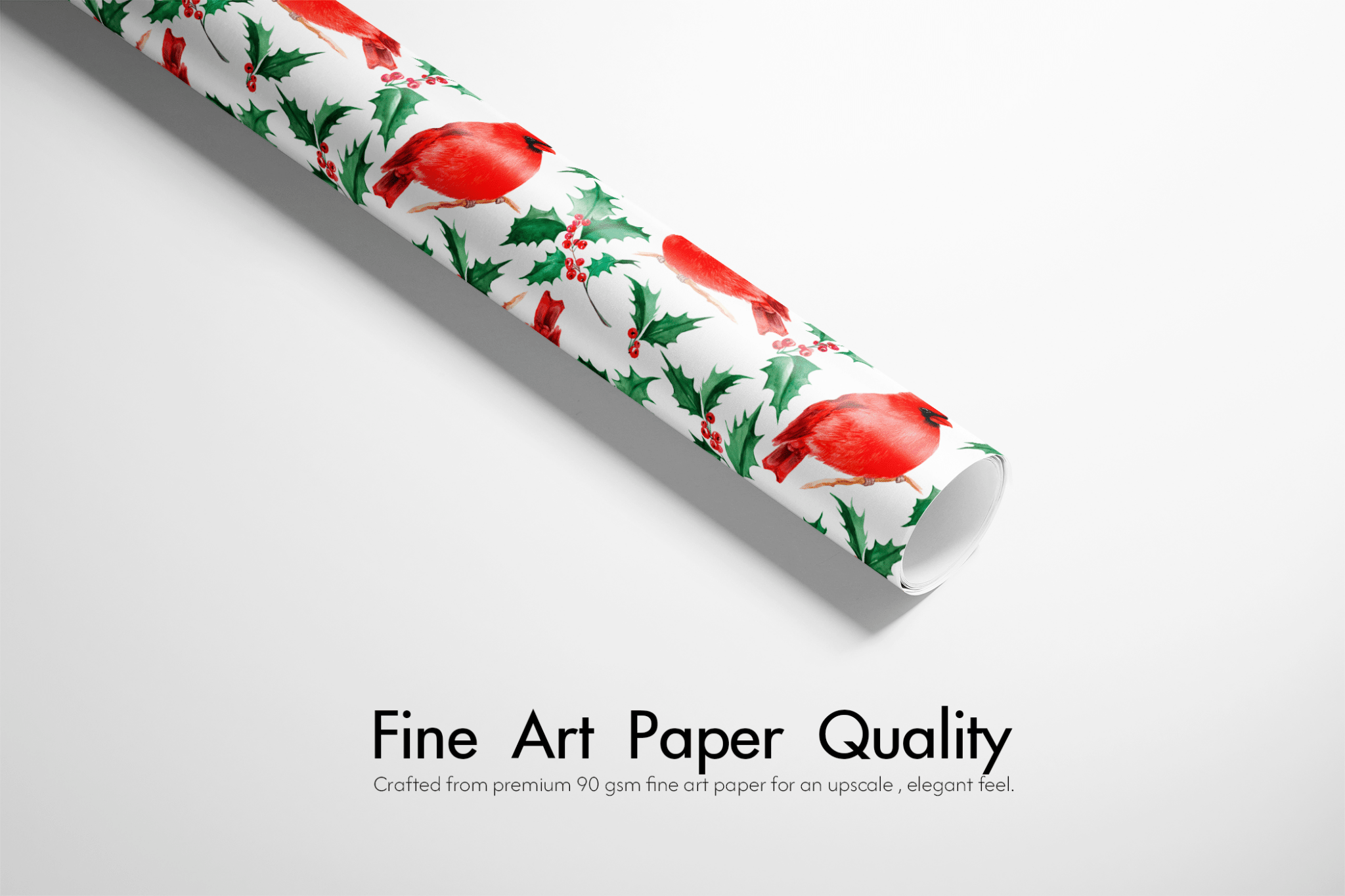 Cardinal Christmas Wrapping Paper - Holly &amp; Herald - Haus of Wrap