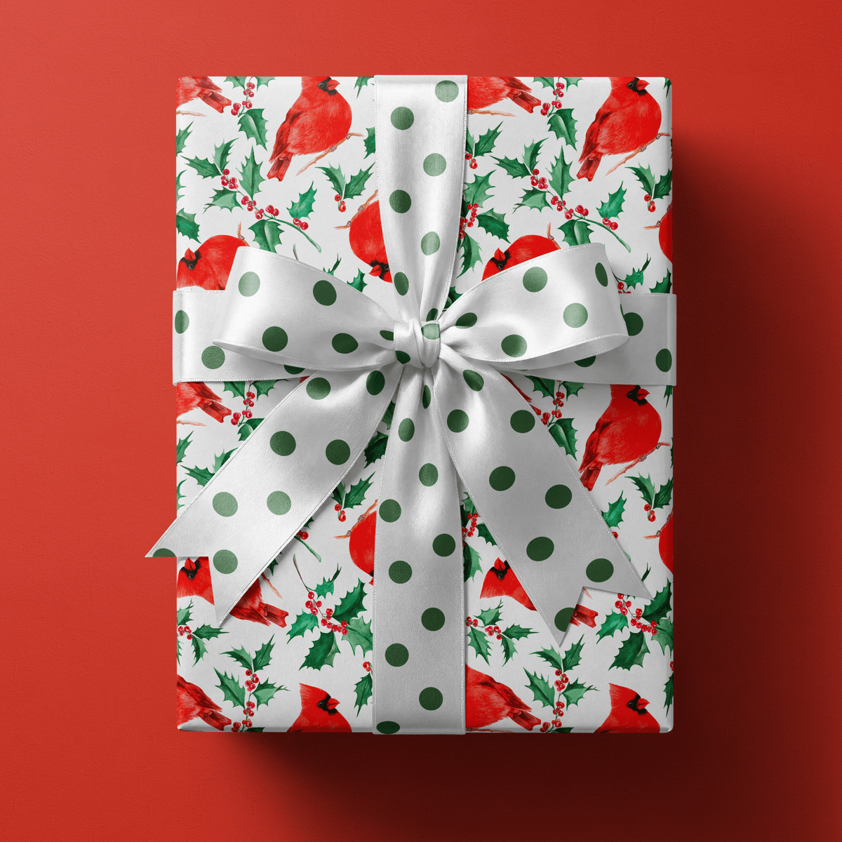 Cardinal Christmas Wrapping Paper - Holly &amp; Herald - Haus of Wrap