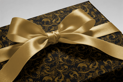 Black and Gold Flower Wrapping Paper - Antiquity - Haus of Wrap
