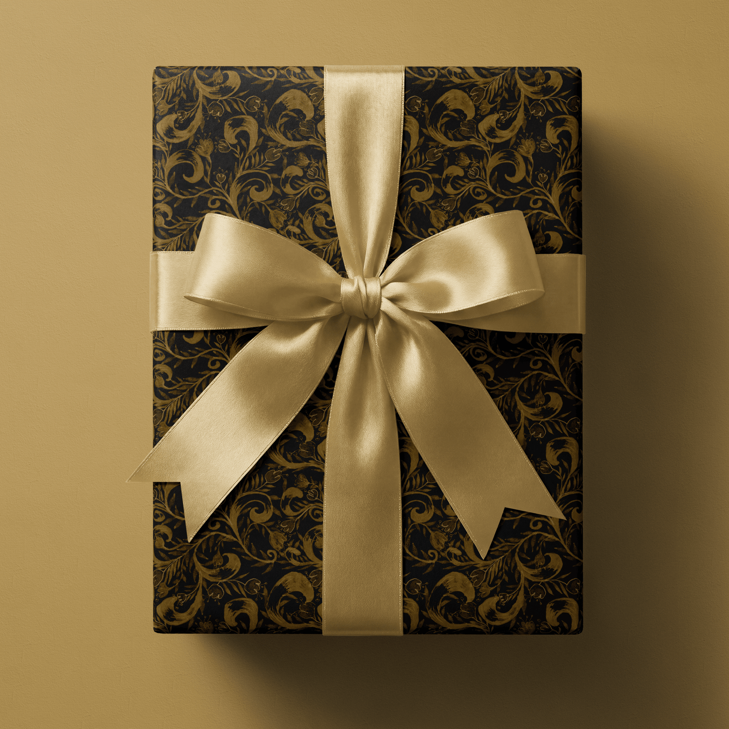 Black and Gold Flower Wrapping Paper - Antiquity - Haus of Wrap