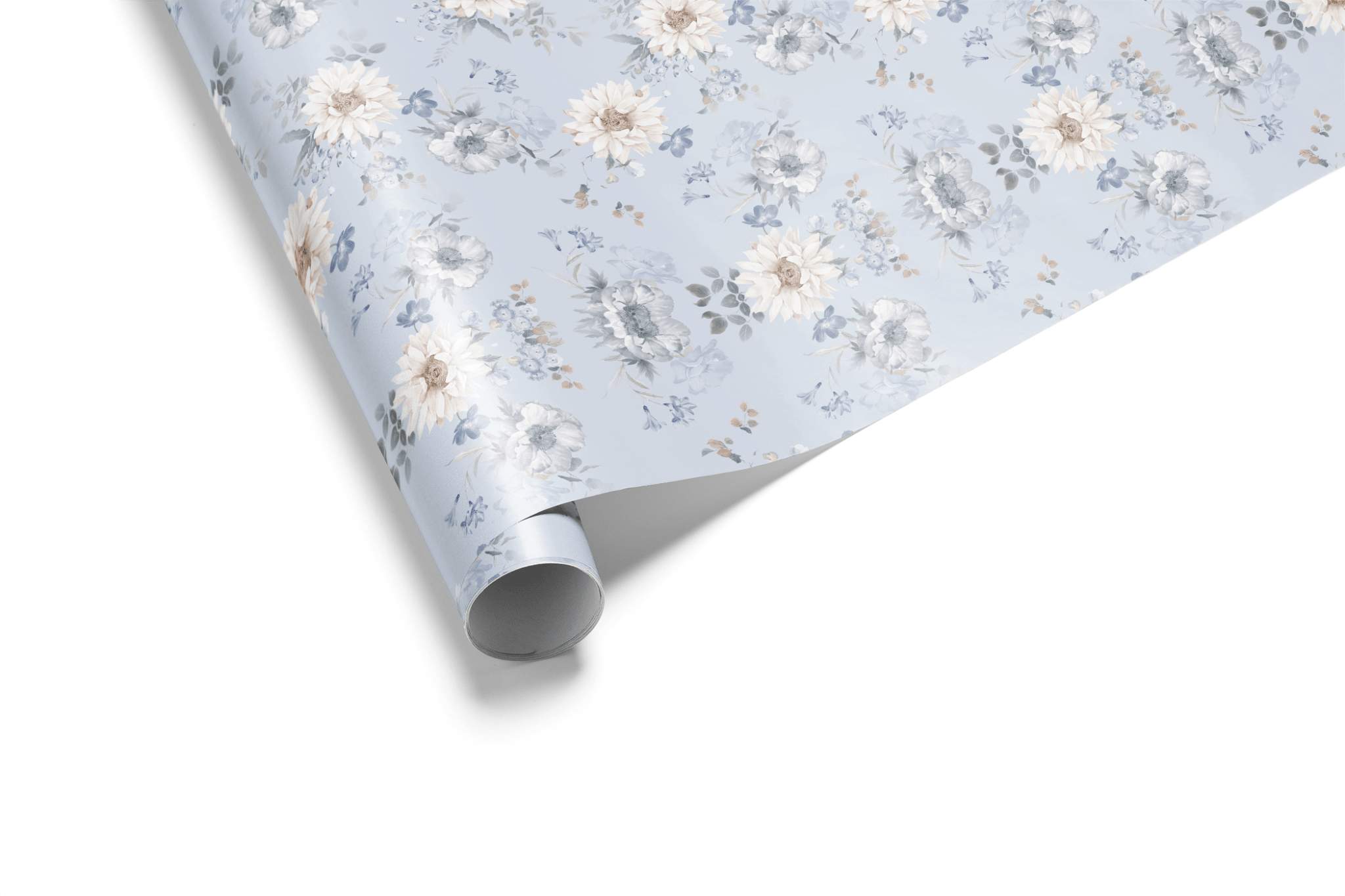 Dusty Blue Wrapping Paper - Bluebell &amp; Bloom - Haus of Wrap