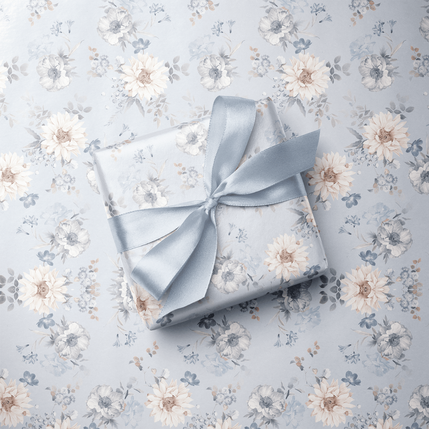 Dusty Blue Wrapping Paper - Bluebell &amp; Bloom - Haus of Wrap