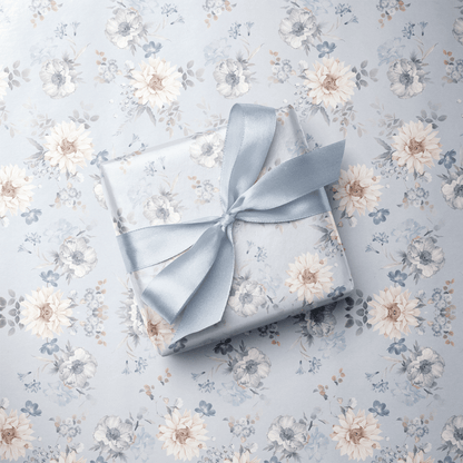 Dusty Blue Wrapping Paper - Bluebell &amp; Bloom - Haus of Wrap