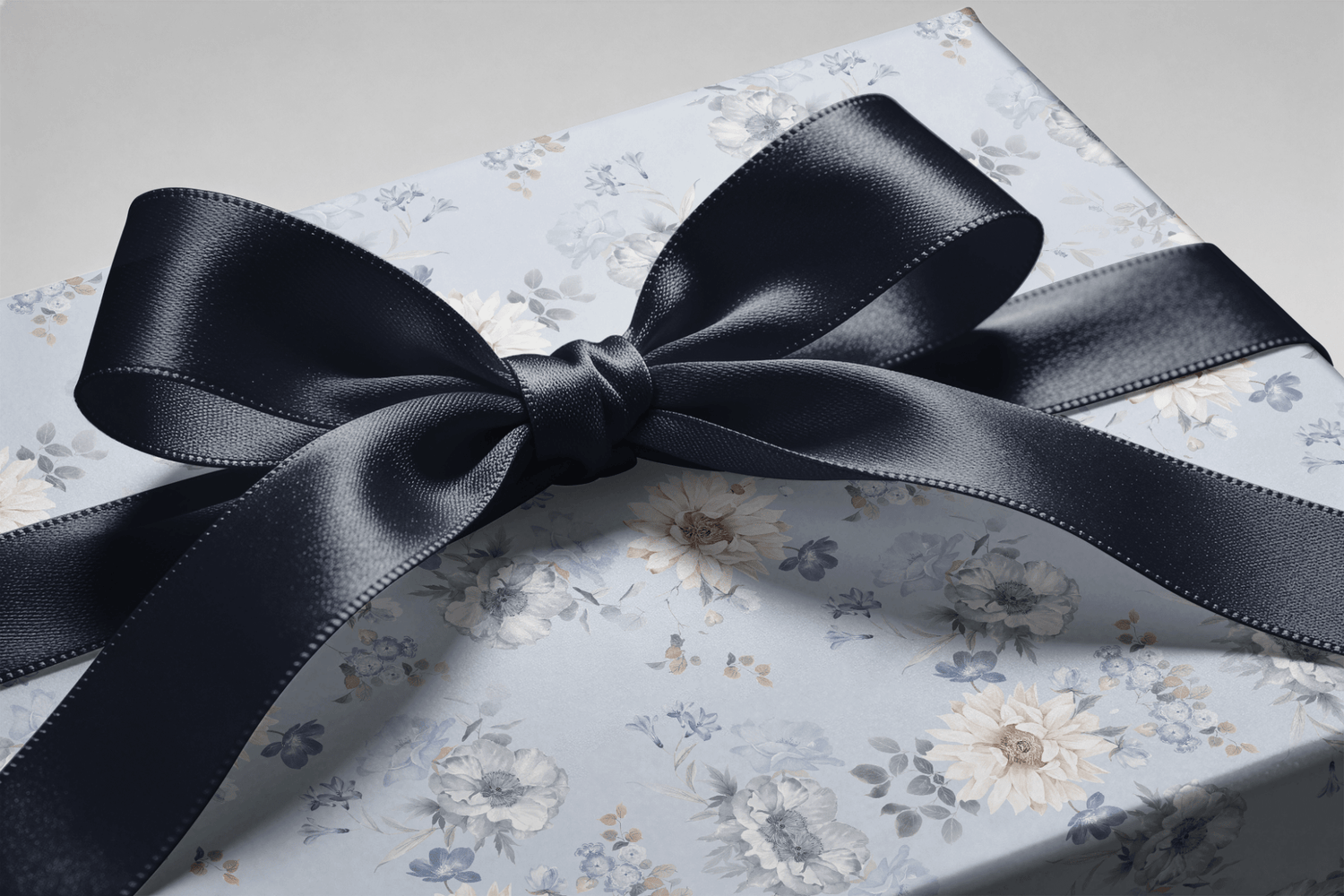 Dusty Blue Wrapping Paper - Bluebell &amp; Bloom - Haus of Wrap