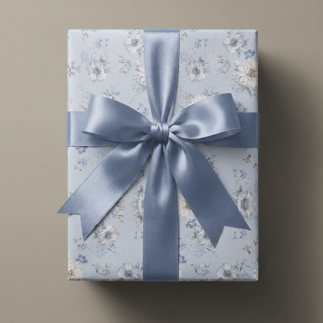 Dusty Blue Wrapping Paper - Bluebell &amp; Bloom - Haus of Wrap