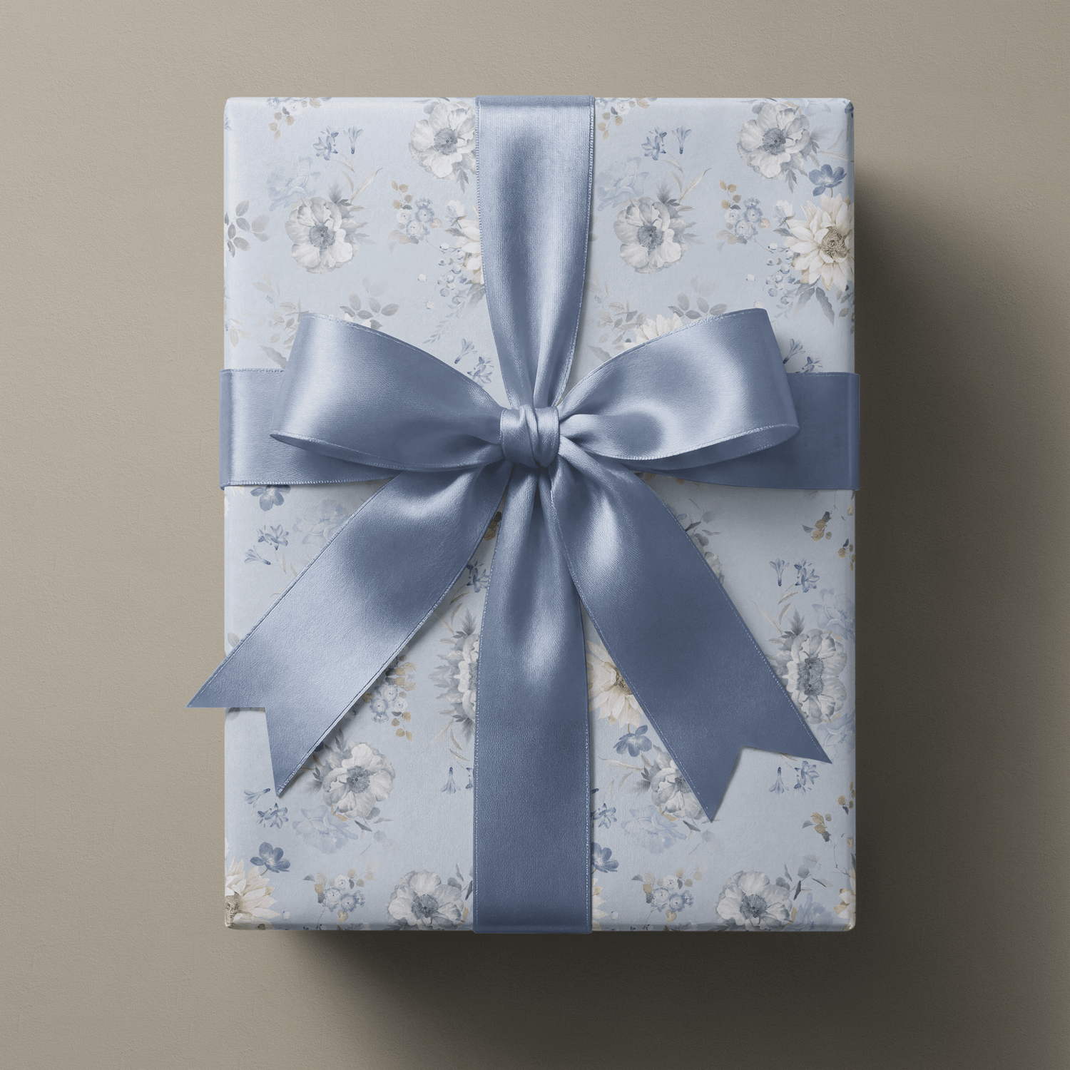 Dusty Blue Wrapping Paper - Bluebell &amp; Bloom - Haus of Wrap