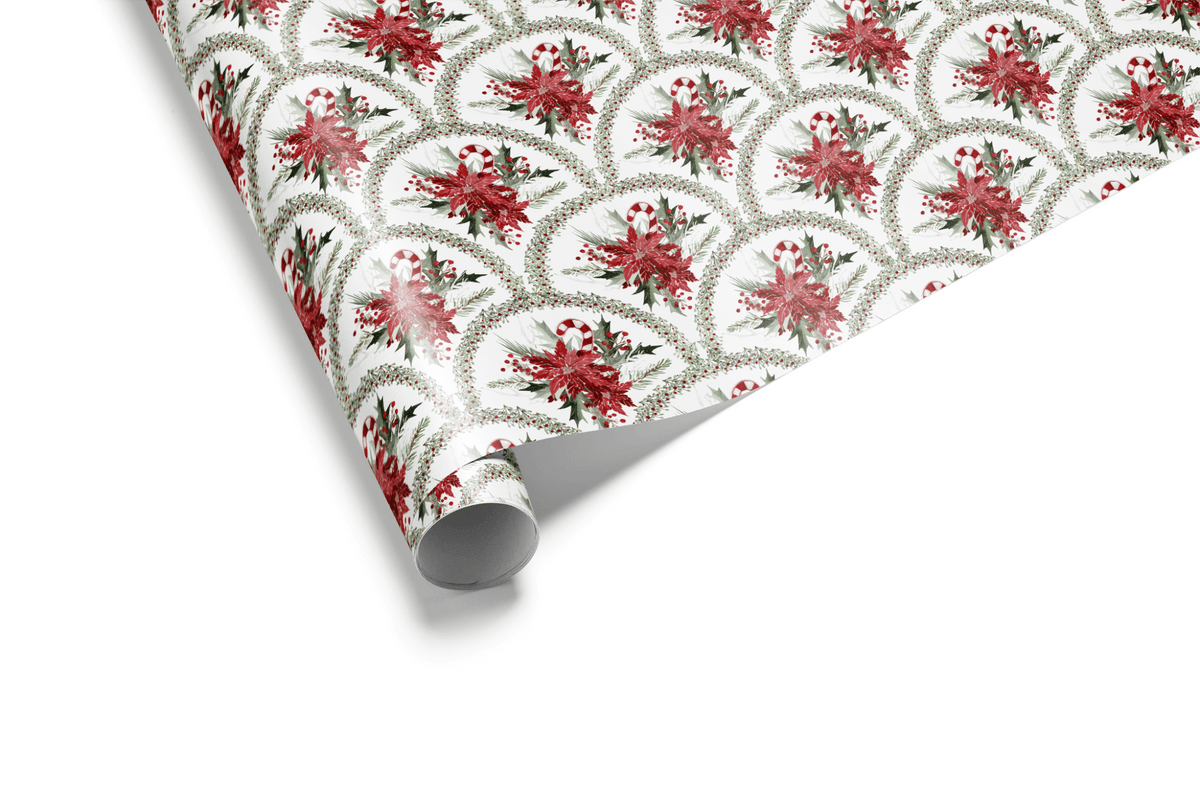 Poinsettia Wrapping Paper - Deck the Arches - Haus of Wrap