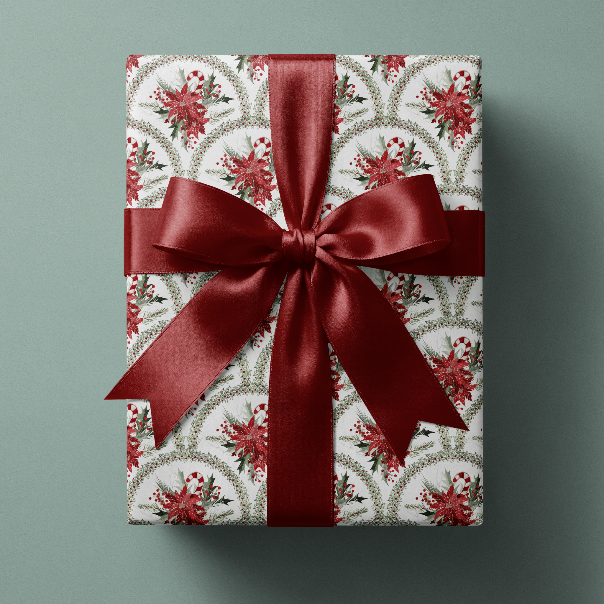 Poinsettia Wrapping Paper - Deck the Arches - Haus of Wrap