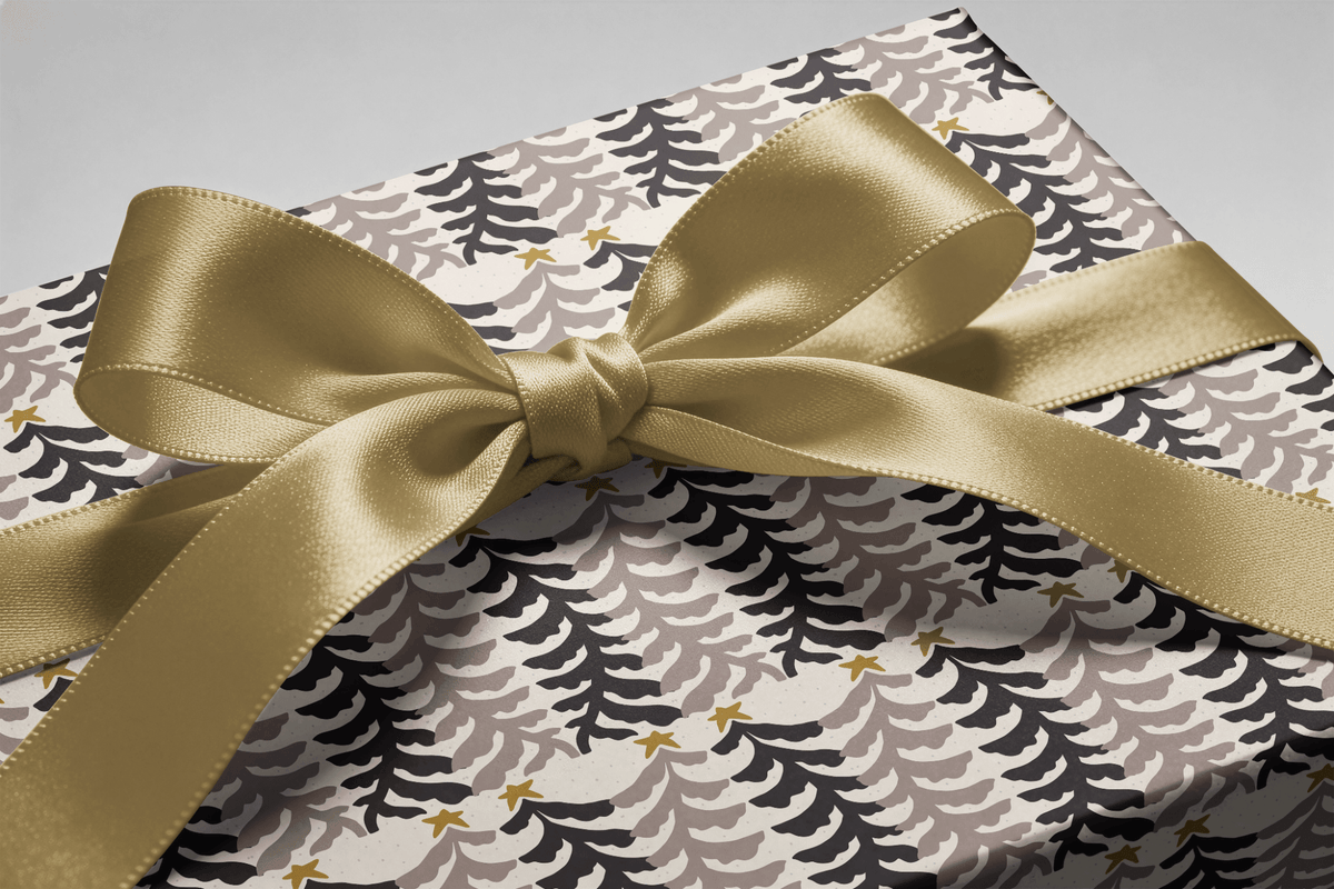 Neutral Christmas Wrapping Paper - Woodcut Winter - Haus of Wrap