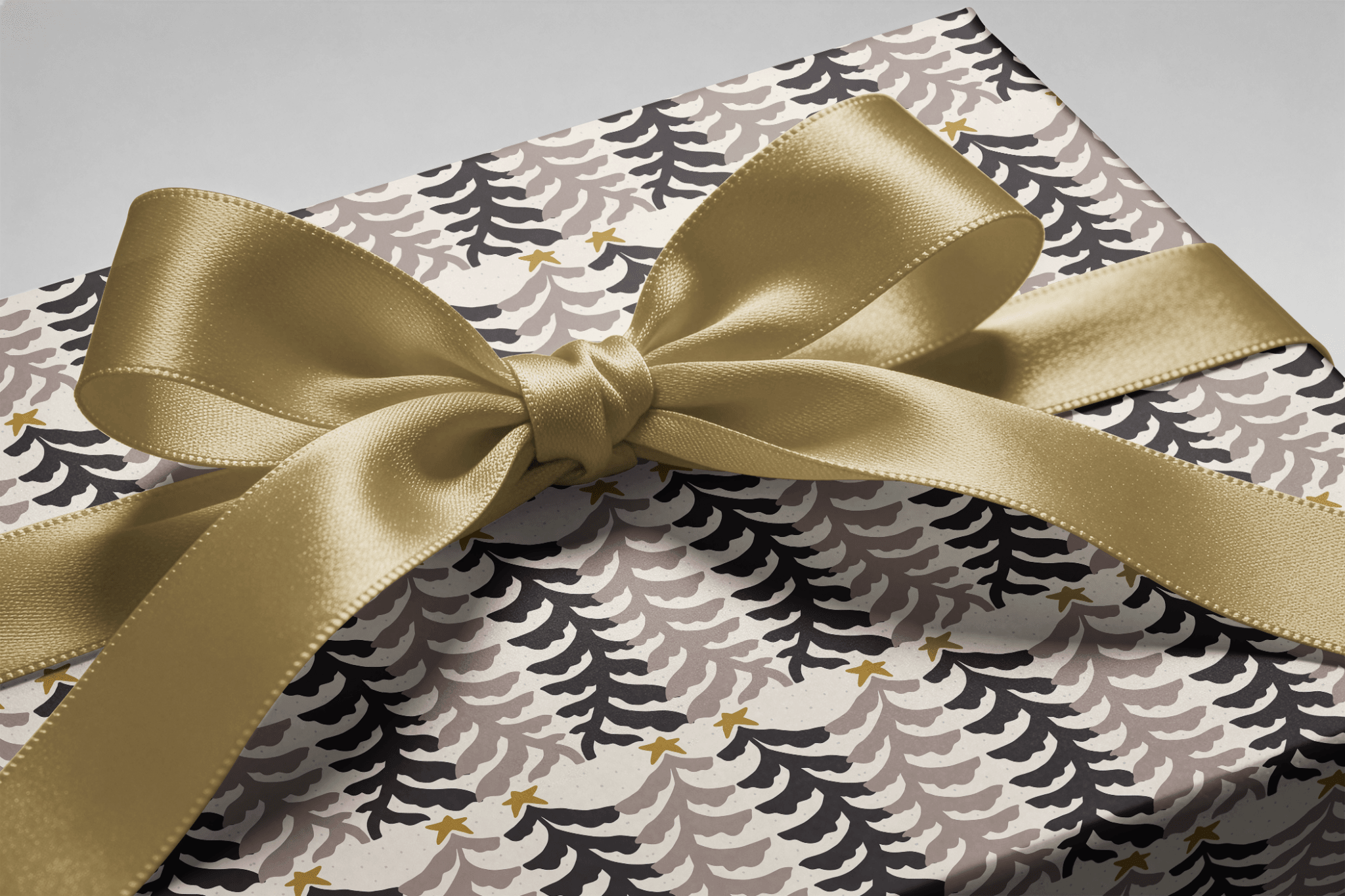 Neutral Christmas Wrapping Paper - Woodcut Winter - Haus of Wrap