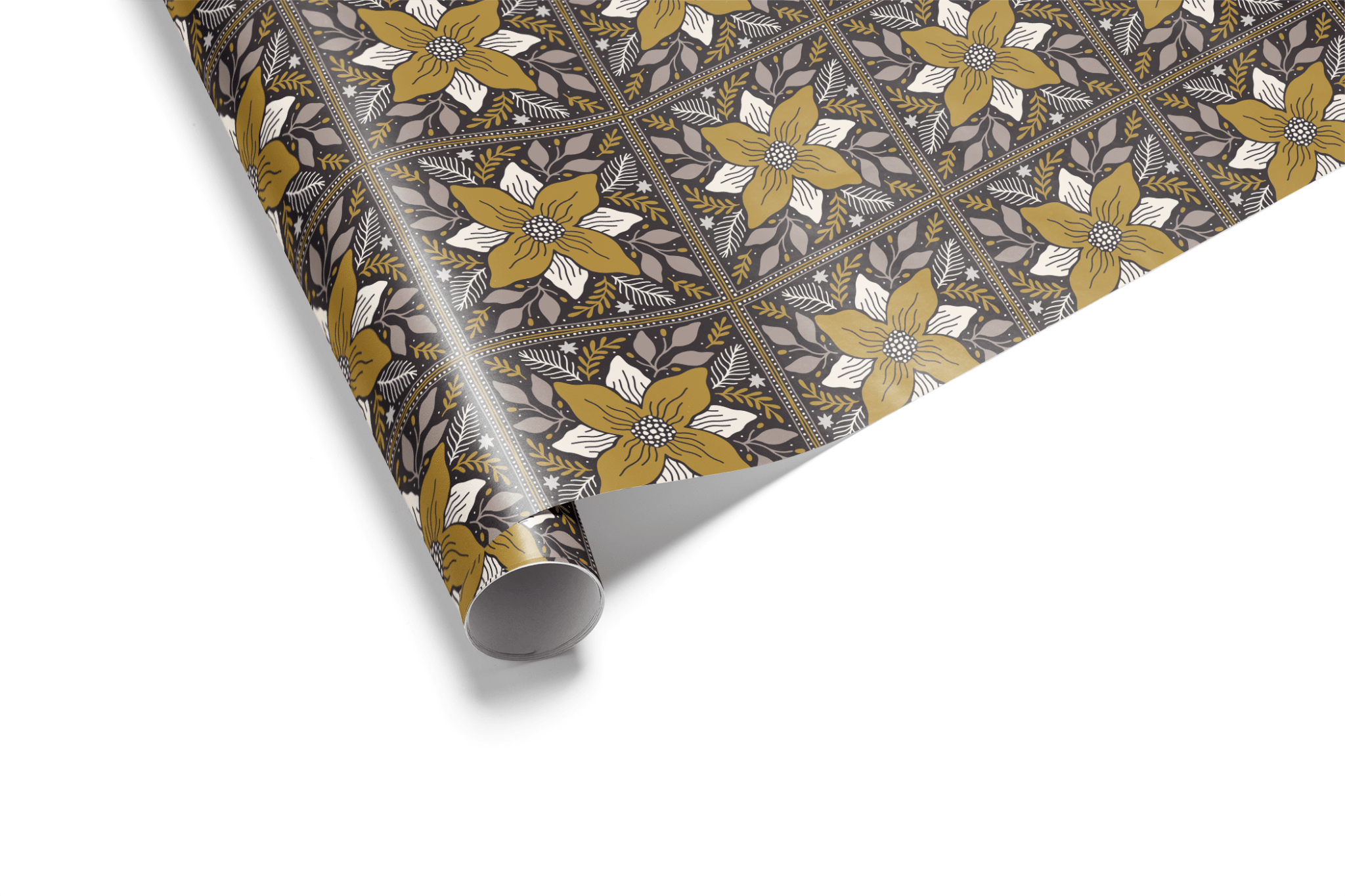 Black and Gold Christmas Wrapping Paper - Ochre &amp; Ash - Haus of Wrap