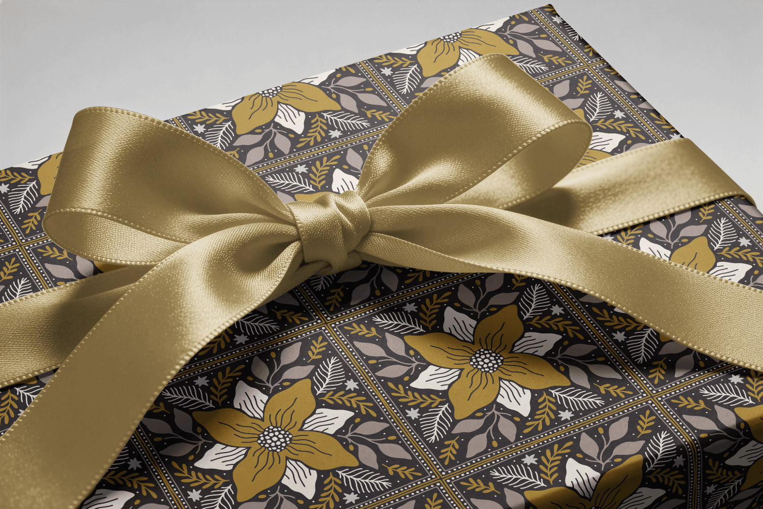 Black and Gold Christmas Wrapping Paper - Ochre &amp; Ash - Haus of Wrap