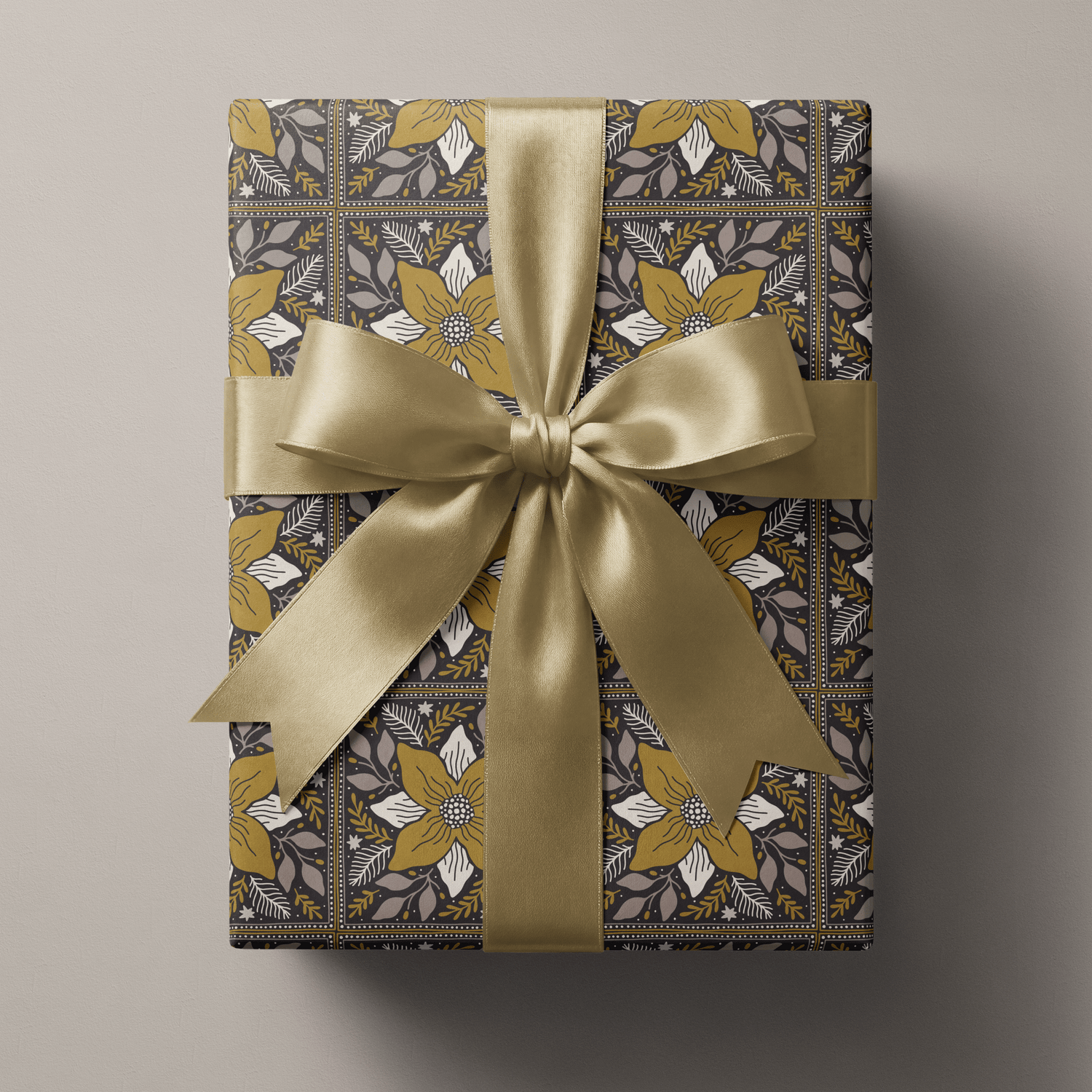 Black and Gold Christmas Wrapping Paper - Ochre &amp; Ash - Haus of Wrap