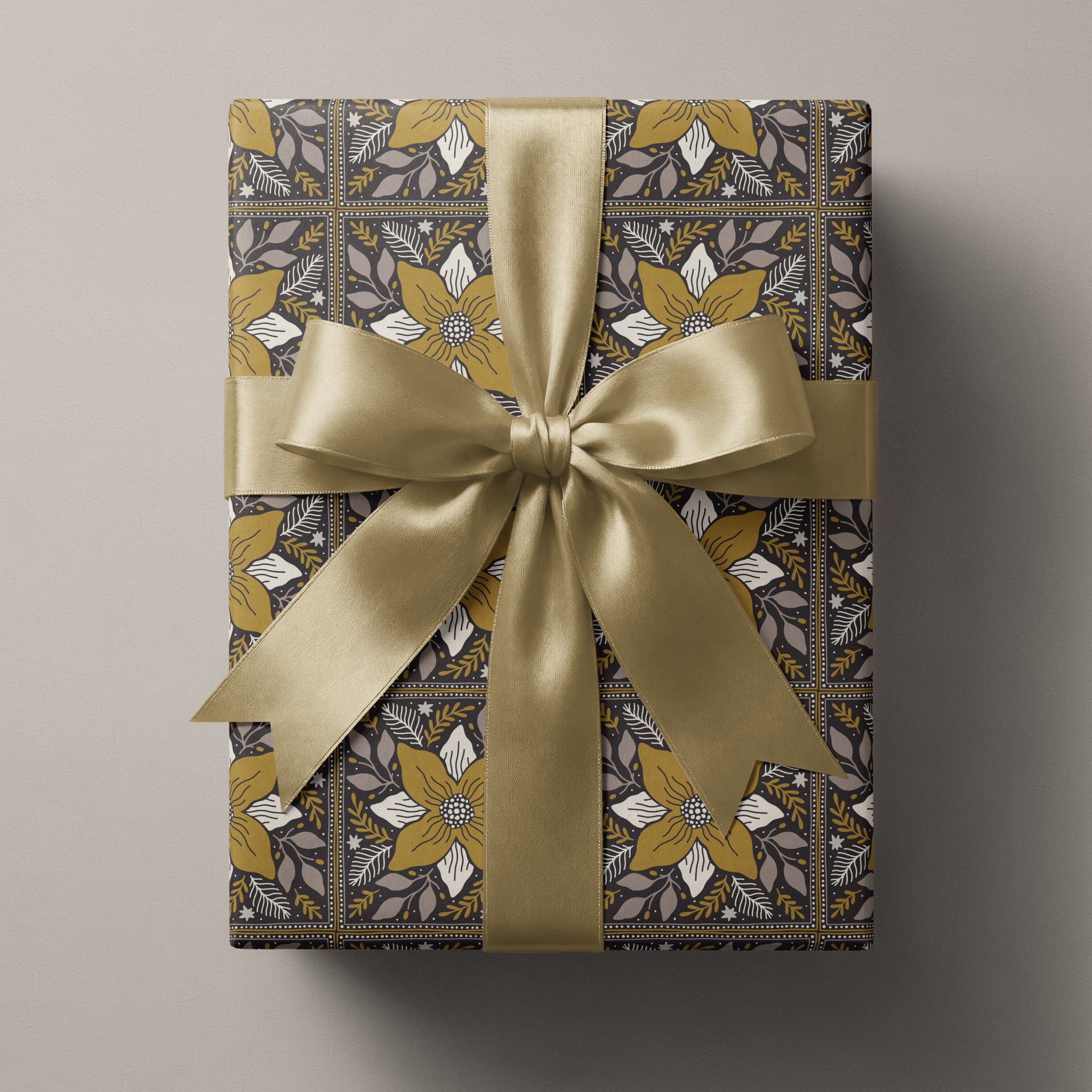 Black and Gold Christmas Wrapping Paper - Ochre &amp; Ash - Haus of Wrap