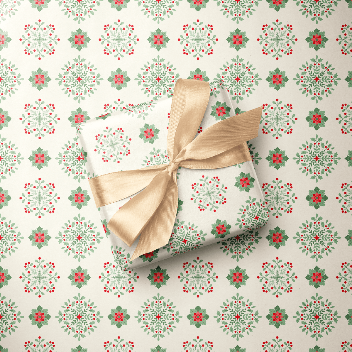 Snowflake Christmas Wrapping Paper - Snow Sprig - Haus of Wrap