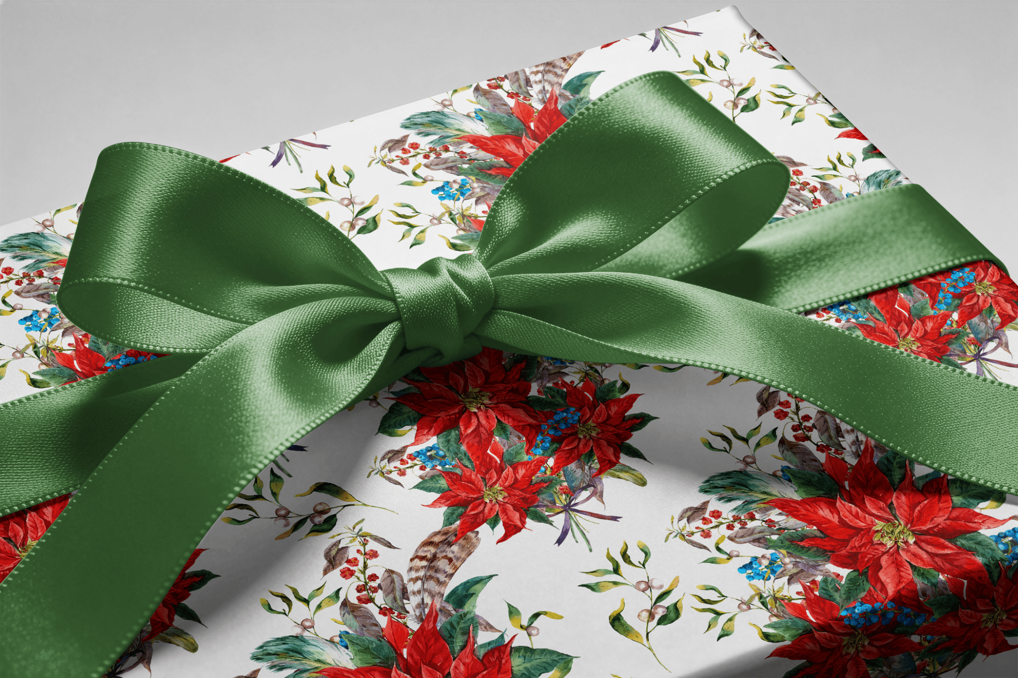 Poinsettia Wrapping Paper - Crimson &amp; Quill - Haus of Wrap