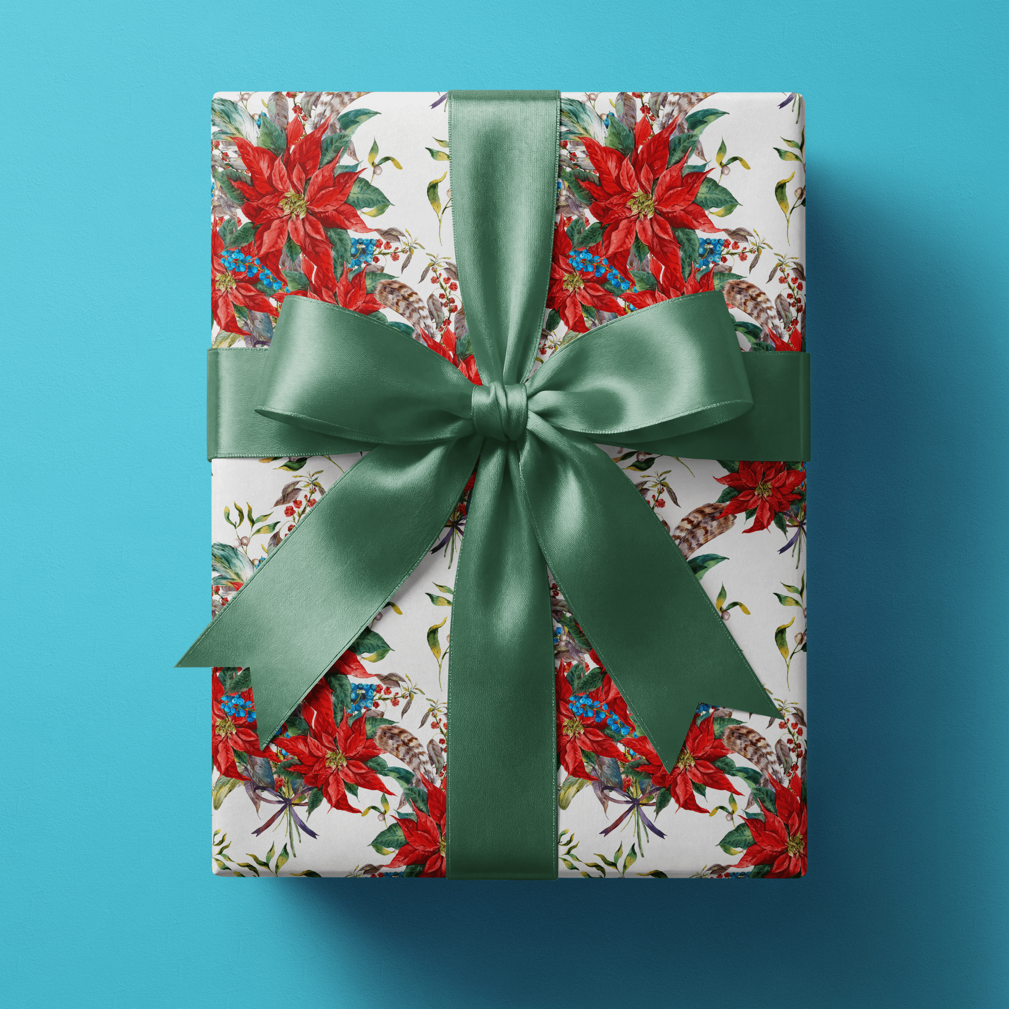 Poinsettia Wrapping Paper - Crimson &amp; Quill - Haus of Wrap