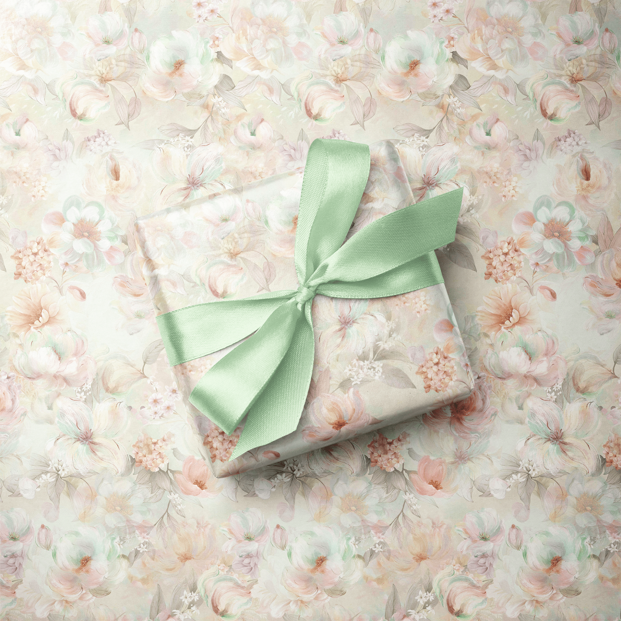 Luxury Floral Wrapping Paper - Peach &amp; Pearl - Haus of Wrap