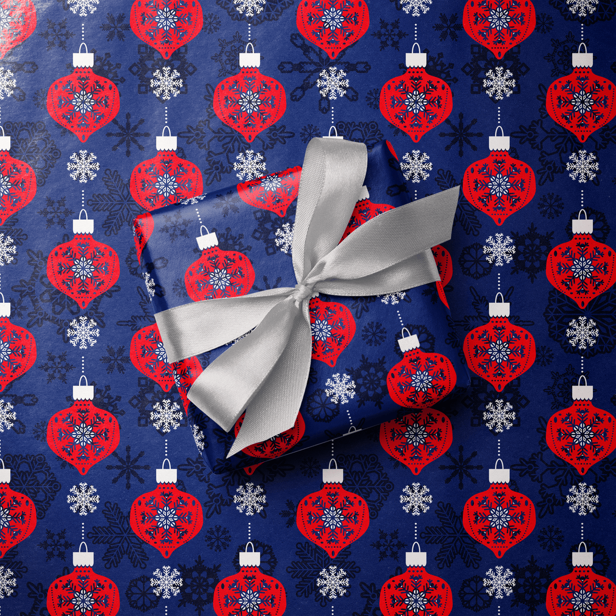 Navy Blue Christmas Wrapping Paper - Holiday on Fifth - Haus of Wrap